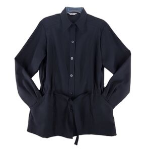 Vtg Levis Jacket Womens 4-7 Black Blazer 628M Belted Button Front Elastic Waist